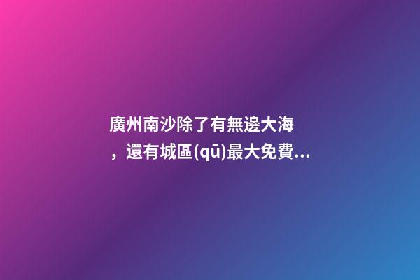 廣州南沙除了有無邊大海，還有城區(qū)最大免費(fèi)森林公園，名字拗口